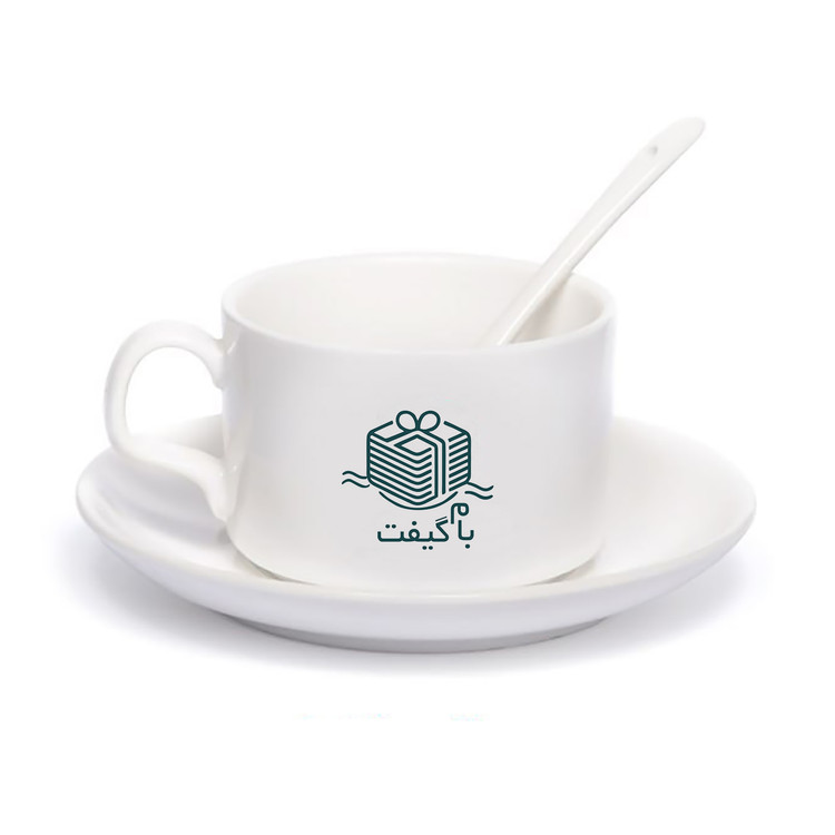 Ceramic Cup and Saucer Set with Spoon – 180 ml Coffee Cup, Model CC001