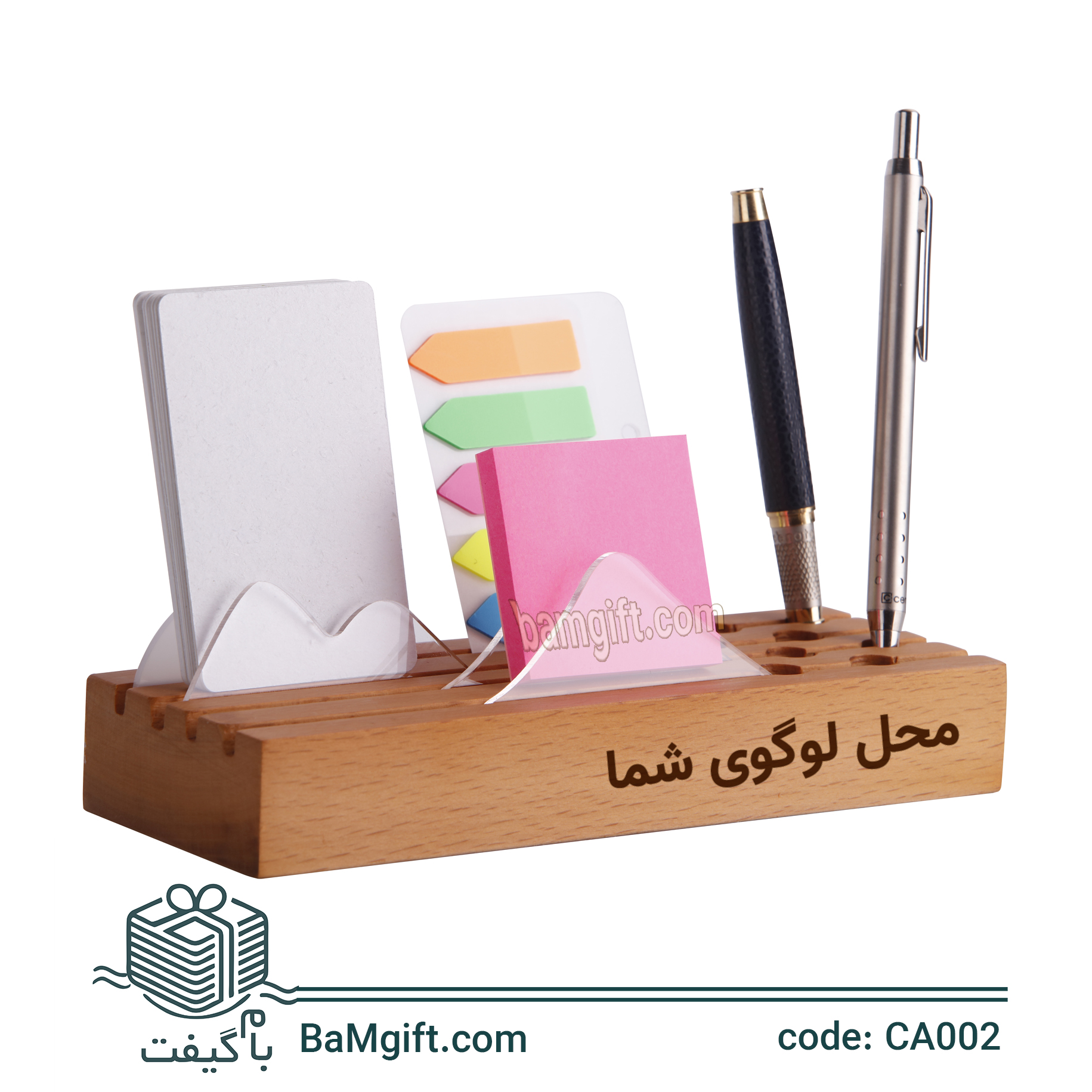 Wooden Desk Organizer Set – Pen Holder, Phone Stand & Notepad Tray | Code: CA002