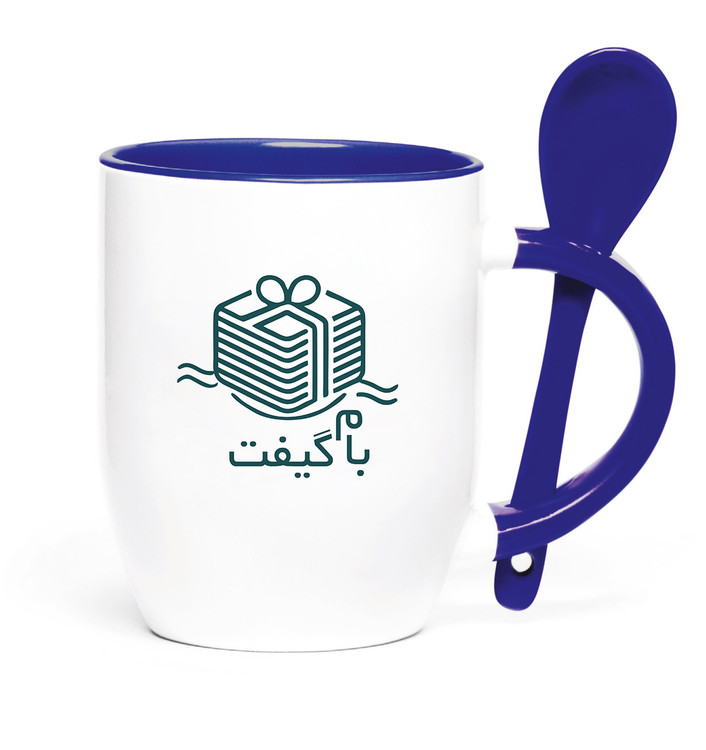 360ml Color Pop Ceramic Mug with Colored Handle and Matching Spoon | Model M2C03