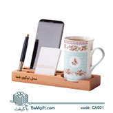 Wooden Desktop Organizer Set with Cup Holder, Phone Stand, and Notepad – Code CA001
