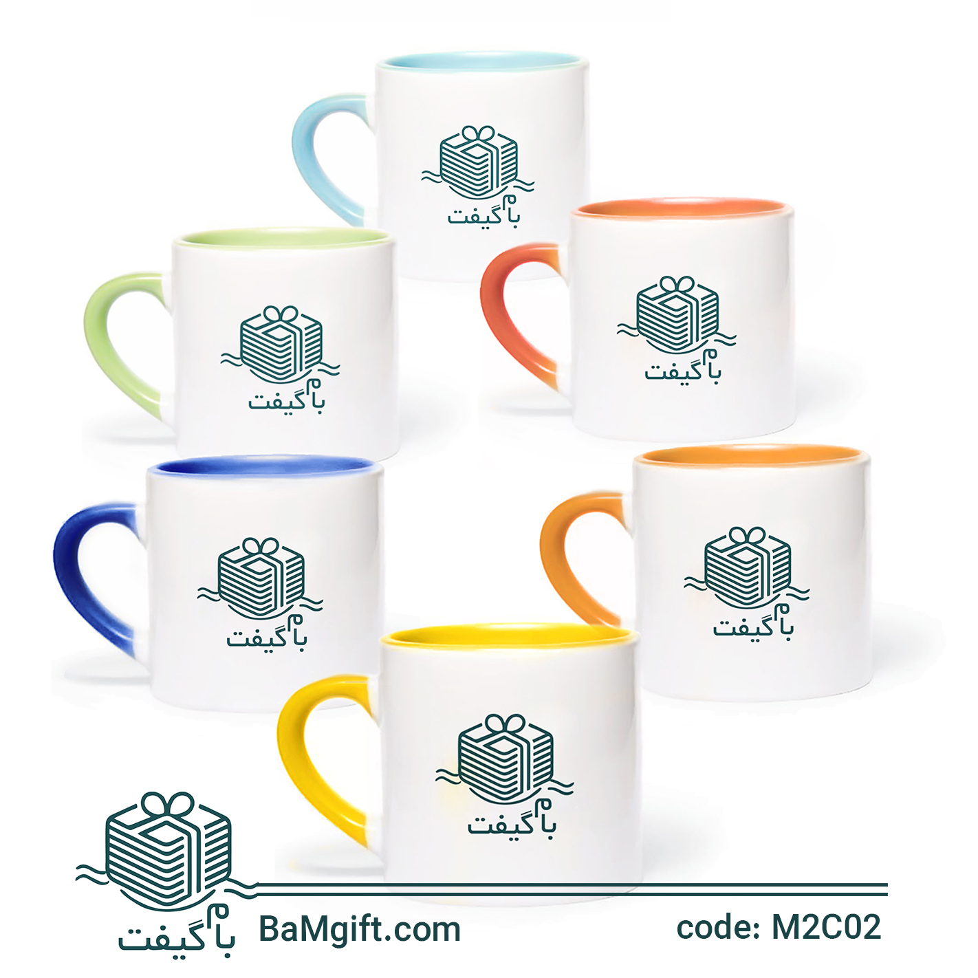 Color Pop Ceramic Mug with Colored Handle – 180ml | Model M2C02