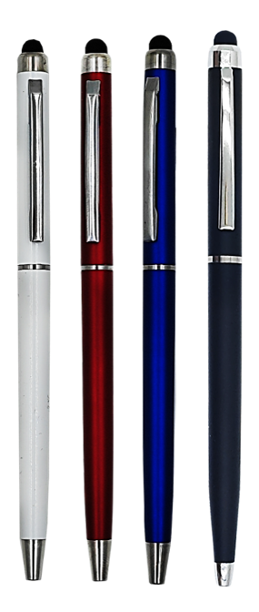 Stylish Plastic Promotional Pen with Silver Clip and Touch Pen – Code PP004