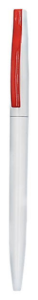 ٌWhite Plastic Promotional Pen with Colored Clip – Model PP005