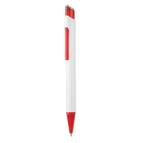 ٌWhite Plastic Promotional Pen with Colored Clip – Model PP006