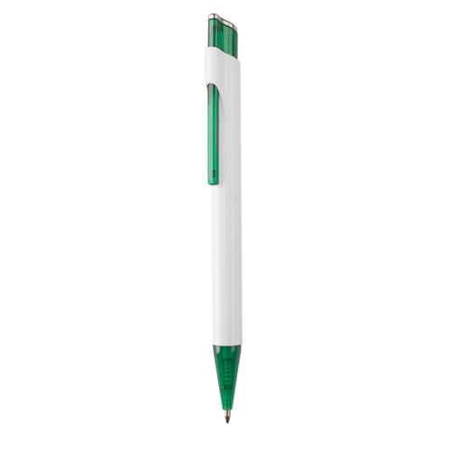 ٌWhite Plastic Promotional Pen with Colored Clip – Model PP006