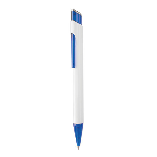 ٌWhite Plastic Promotional Pen with Colored Clip – Model PP006