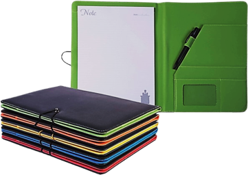 A5 Leather Business Organizer Notebook with Pen Holder & Card Slots | Colorful Portfolio Cover NB008
